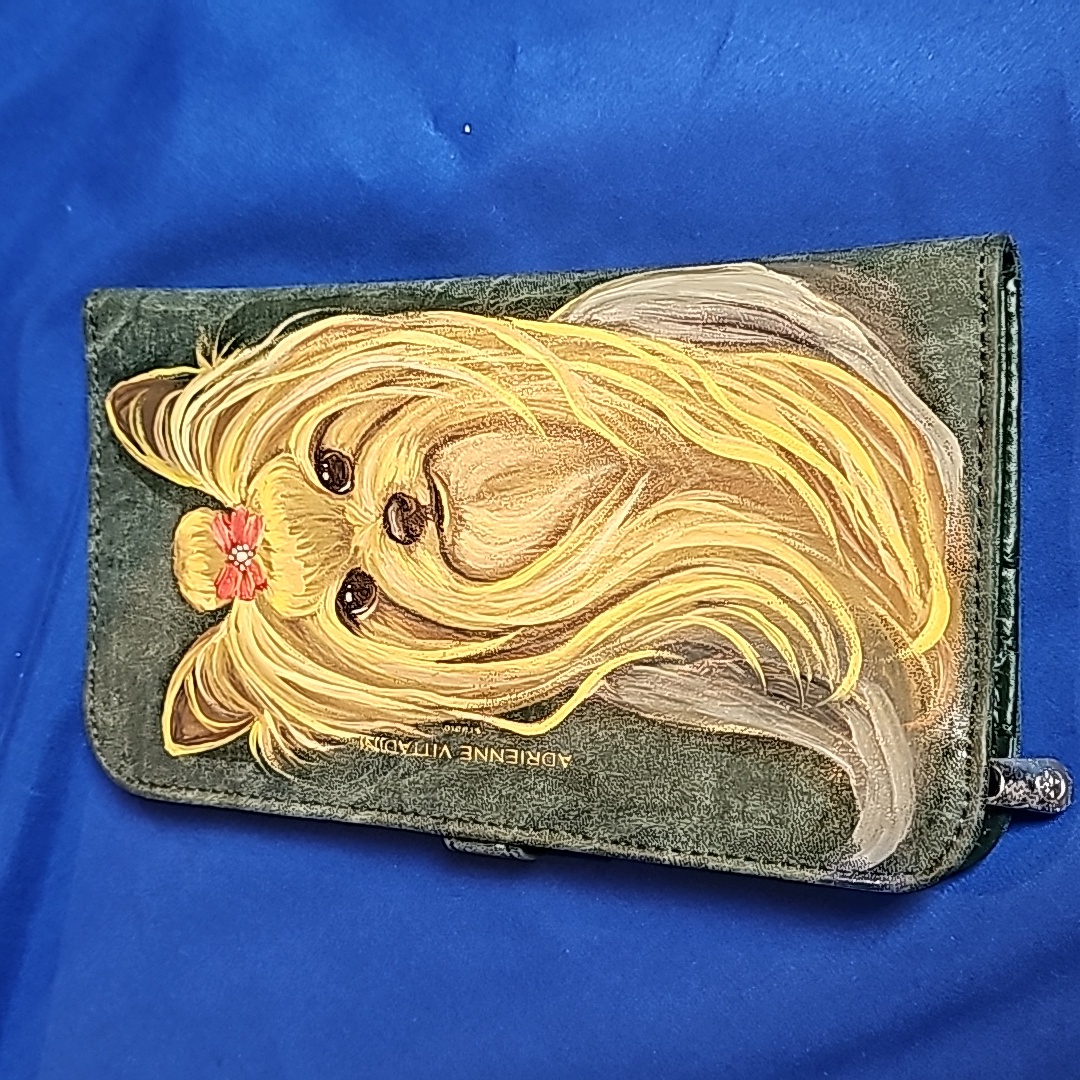 Hand-Painted Yorkie Organizer/Wallet/Cl!Utch